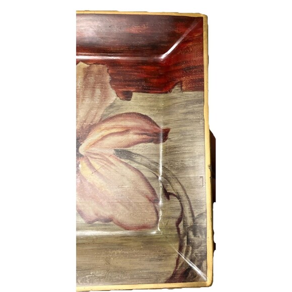 Cheri Bloom Floral Art 10 Inch Square Heavy Decorative Trinket Dish, Plate - Picture 8 of 16